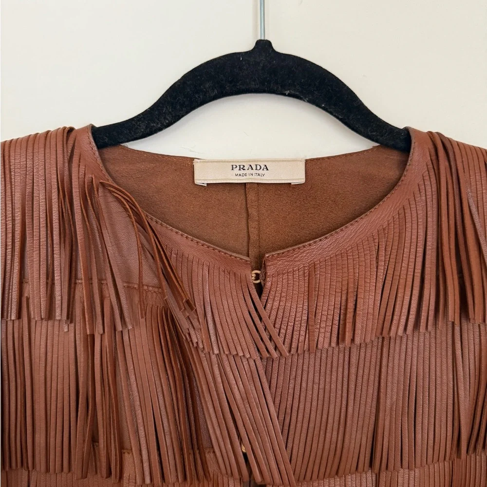 Prada 2000 Fall Leather Fringe Jacket - Picture 3 of 9